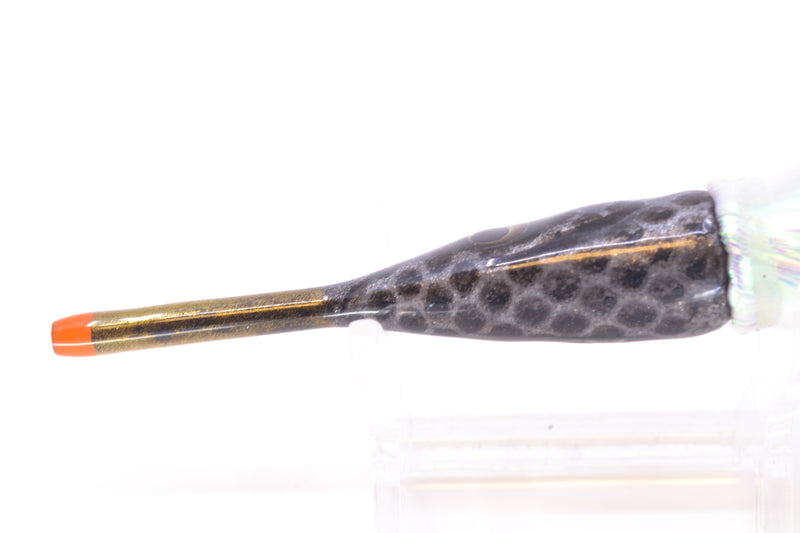 Tsutomu Lures Silver with Black Dots Ballyhoo 5" 3oz Flashabou White/Lavender