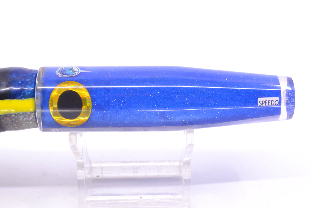 Azores Lures Blue Glittered Pearl Black-Gold Eyes Speedo 9" 5.8oz Skirted
