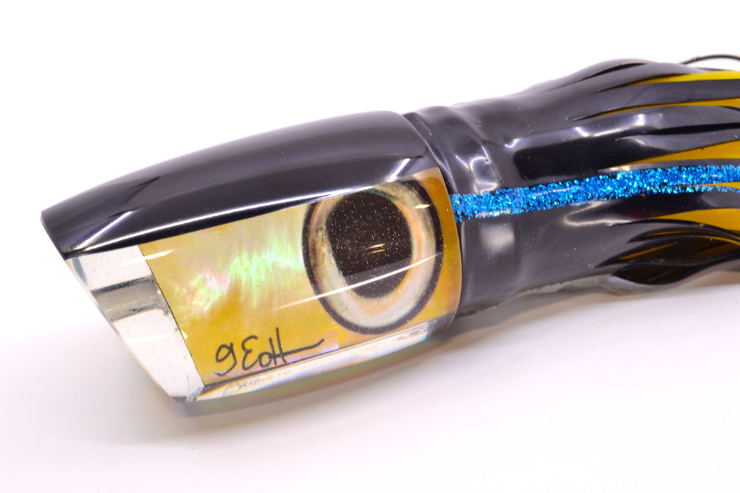 Marlin Magic Lures Golden MOP Black Back XL Ruckus 16" 17oz Skirted Yellowfin *Different Eyes* GZE