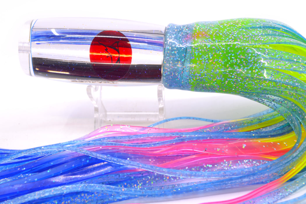 Bonze Lures Clear Mirrored Red Eyes Tracker 12" 10oz Skirted Ice Blue/Rainbow