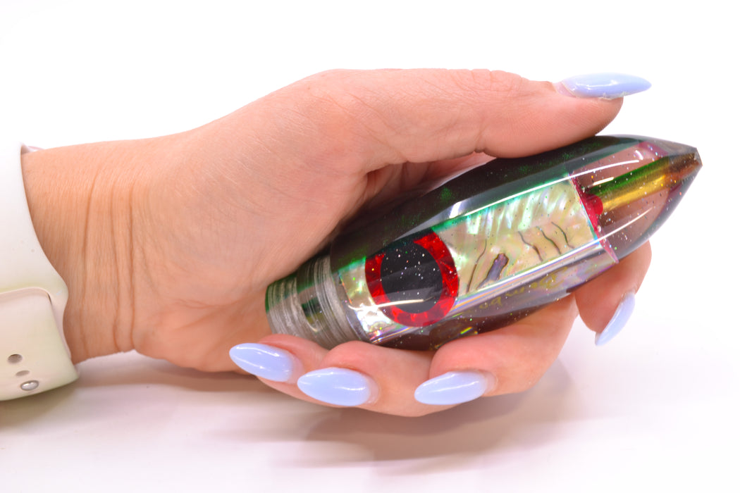 Bomboy Lures White Abalone Green Back Black-Red Eyes Big Bomb 9"+ 6oz
