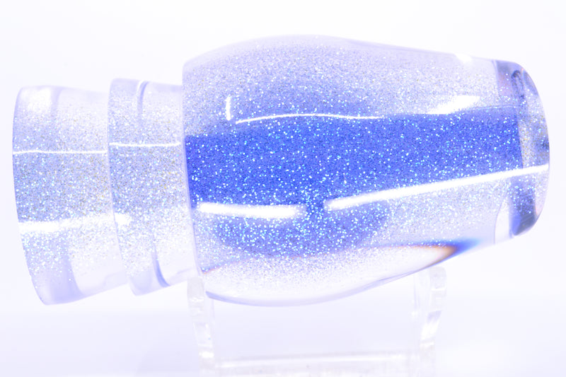 Moyes Lures Clear Mirror Blue Glitter Back Taxi Eyes Large Sumo 14" 8oz