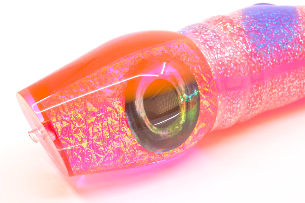 Moyes Lures Pink-Purple Dichro Pink Back XL Sumo 16" 20.5oz Skirted Holo & Blue Bars/Pink
