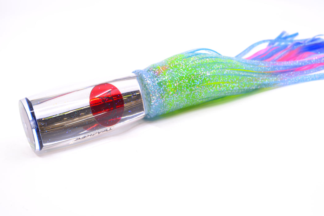 Bonze Lures Clear Mirrored Red Eyes Tracker 12" 10oz Skirted Ice Blue/Rainbow