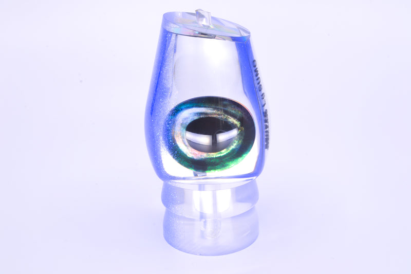Moyes Lures Clear Mirror Blue Glitter Back Taxi Eyes Large Sumo 14" 8oz