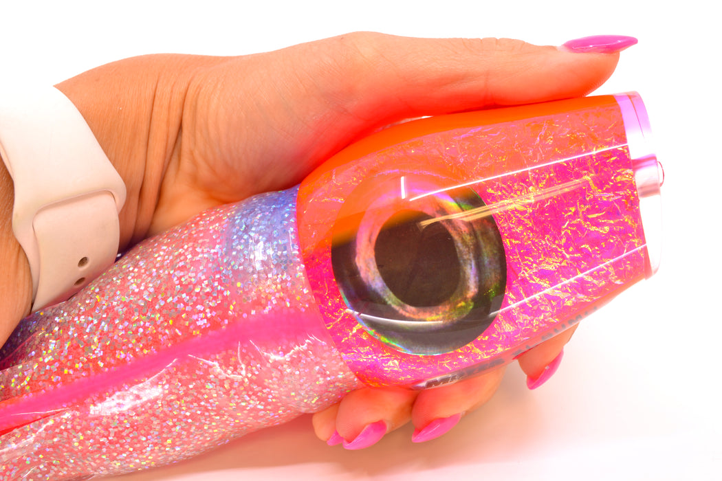 Moyes Lures Pink-Purple Dichro Pink Back XL Sumo 16" 20.5oz Skirted Holo & Blue Bars/Pink