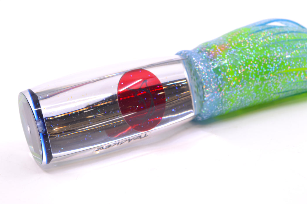 Bonze Lures Clear Mirrored Red Eyes Tracker 12" 10oz Skirted Ice Blue/Rainbow