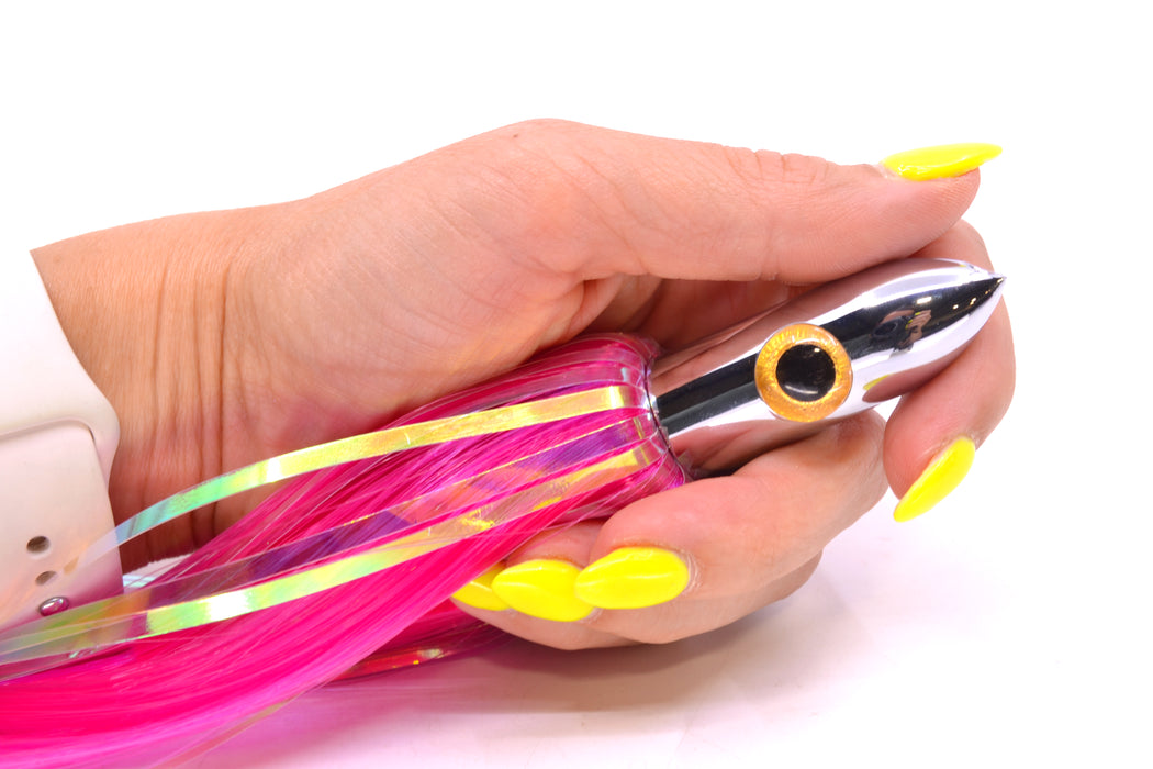 Iland Lures Pink Flash Hair Chrome Head Heavy "Hawaiian Eye" Ilander 8.5" 4oz IL400HF-PK