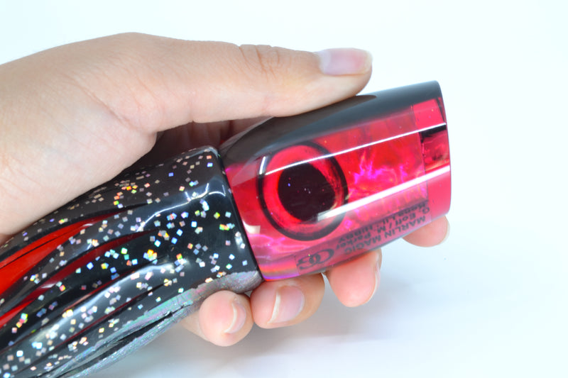 Marlin Magic Lures Red Awabi Black Back Lil Hibby 10" 7.2oz Skirted Black/Red *CHIPPED* GZE