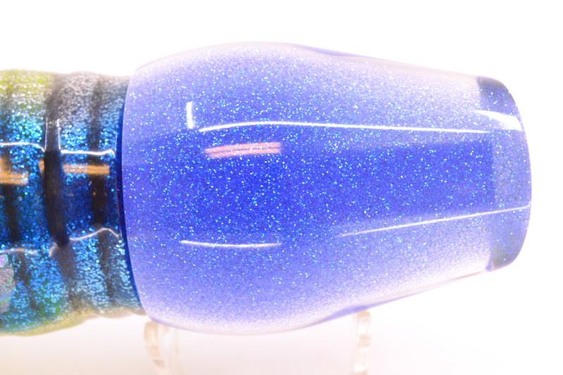 Moyes Lures Clear Mirrored Blue Glitter Back XL Sumo 16" 20.5oz Skirted Blue Aurora
