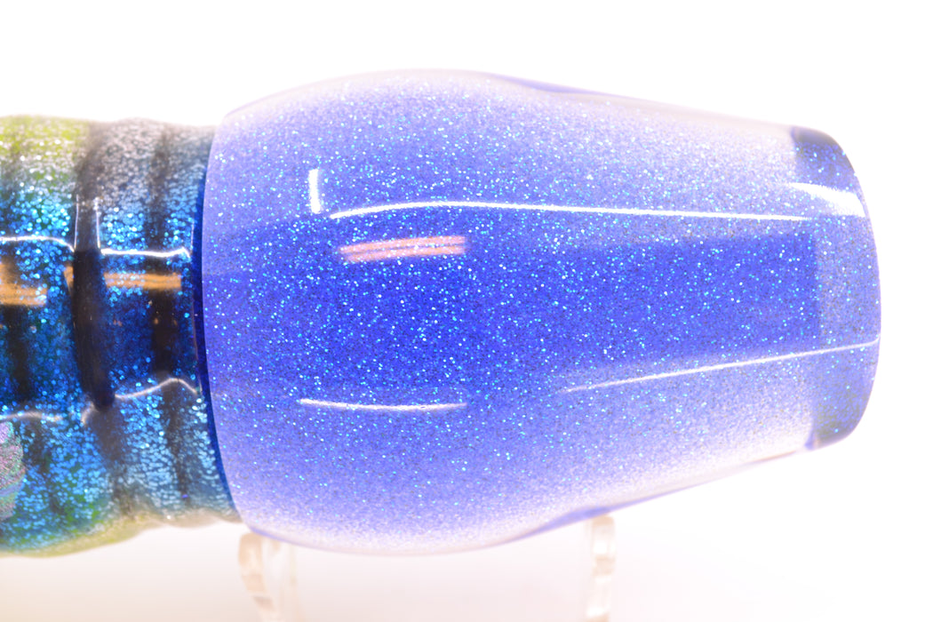 Moyes Lures Clear Mirrored Blue Glitter Back XL Sumo 16" 20.5oz Skirted Blue Aurora