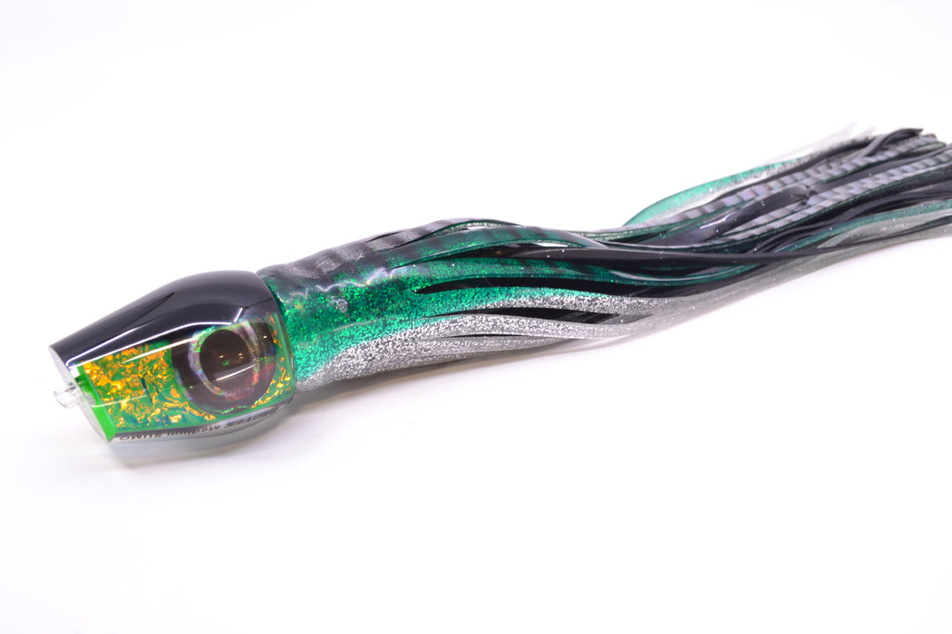 Moyes Lures Green-Orange Dichro Black Back Taxi Eyes Medium Sumo 12" 6.8oz Skirted