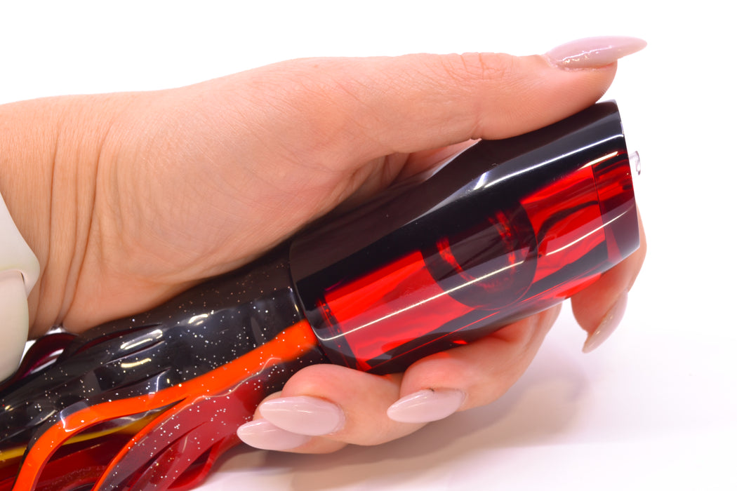 Moyes Lures Red Mirrored Black Back Taxi Eyes Davey Boy 12" 8oz Skirted Red-Black