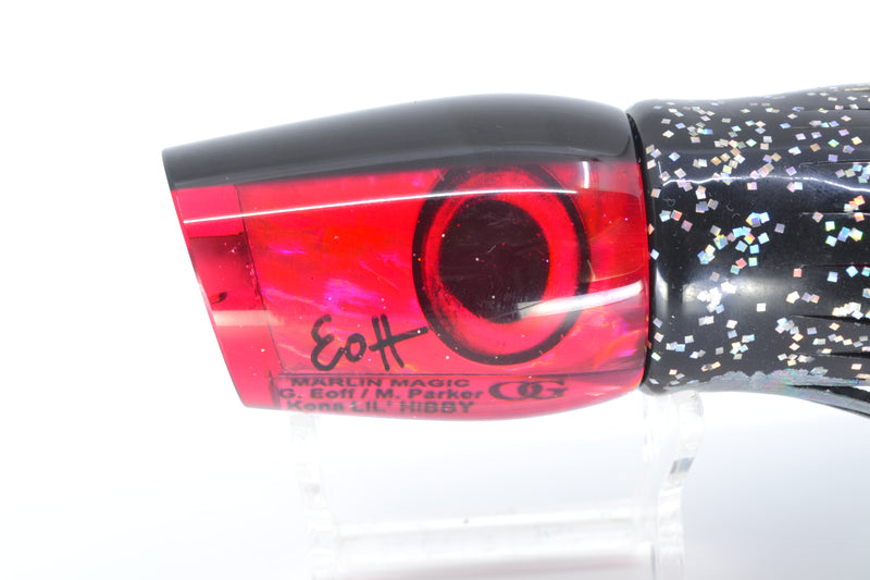 Marlin Magic Lures Red Awabi Black Back Lil Hibby 10" 7.2oz Skirted Black/Red *CHIPPED* GZE