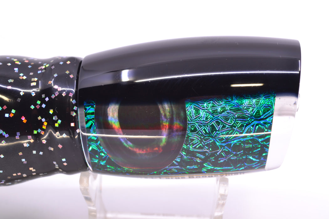 Moyes Lures Green-Blue Oil Slick Black Back Large Boogeyman 14" 9.7oz Skirted Black GZE