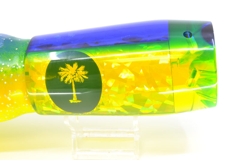 Palmetto Lures Chartreuse Rainbow Flake Blue Back LegaSea(kw) 16" 22oz Skirted