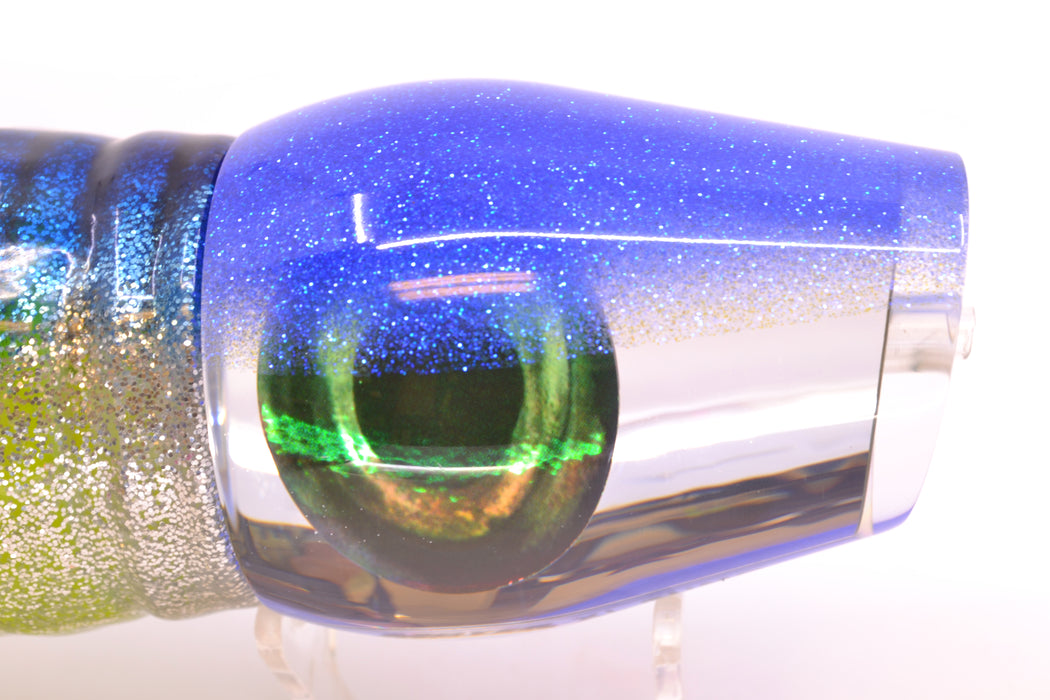 Moyes Lures Clear Mirrored Blue Glitter Back XL Sumo 16" 20.5oz Skirted Blue Aurora