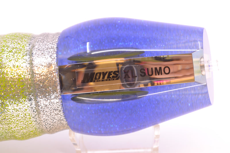 Moyes Lures Clear Mirrored Blue Glitter Back XL Sumo 16" 20.5oz Skirted Blue Aurora