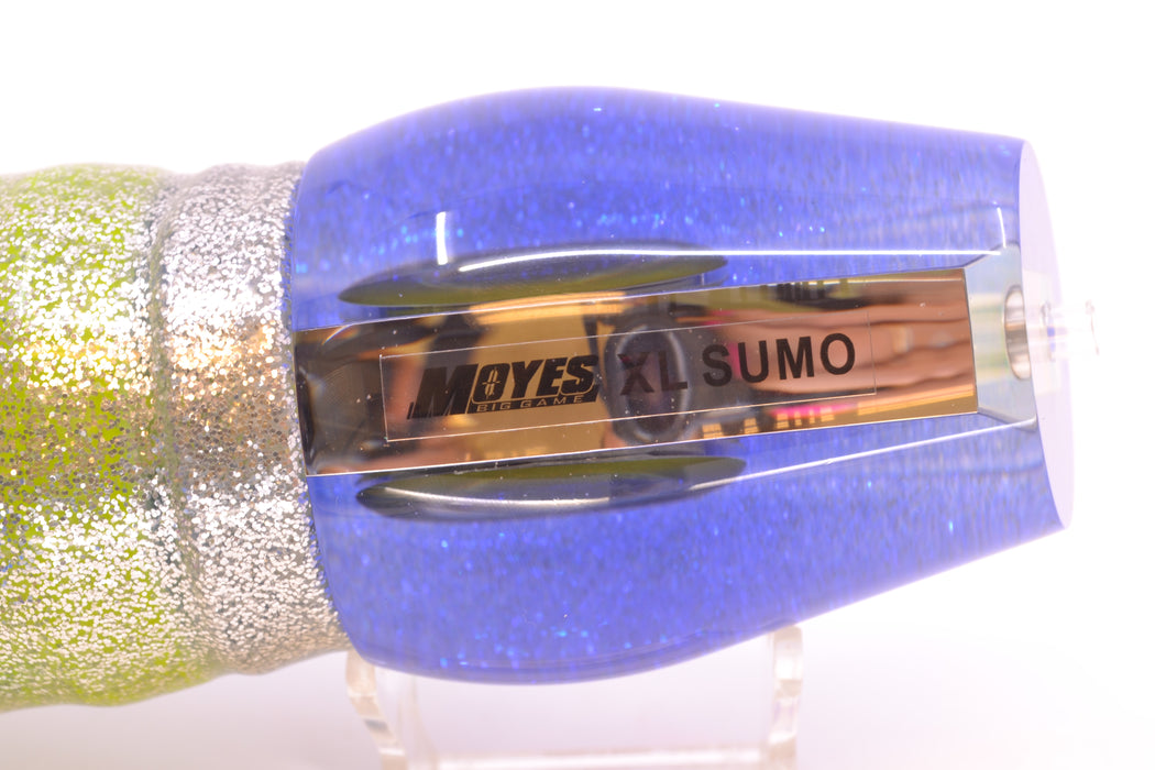 Moyes Lures Clear Mirrored Blue Glitter Back XL Sumo 16" 20.5oz Skirted Blue Aurora