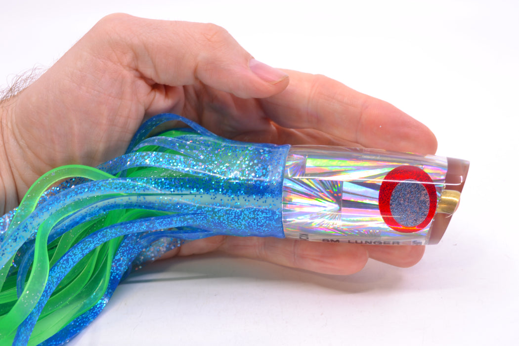 Koya Lures Silver Rainbow Starburst JP Small Lunger 10" 6oz Skirted Blue Dots/Green GZE
