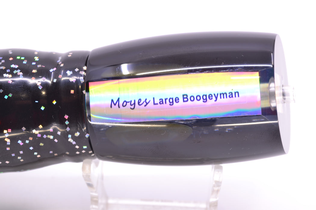 Moyes Lures Green-Blue Oil Slick Black Back Large Boogeyman 14" 9.7oz Skirted Black GZE