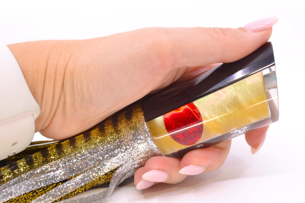 Marlin Magic Lures Golden MOP Black Back Reverse Taper Large Tube 12" 9oz Skirted GZE