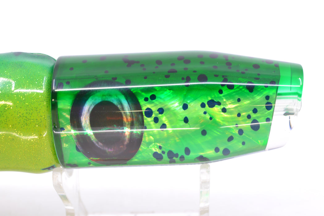 Moyes Lures Mahi MOP Green Back Taxi Eyes O.S. Plunger 12" 6oz FT Vinyl Mahi GZE