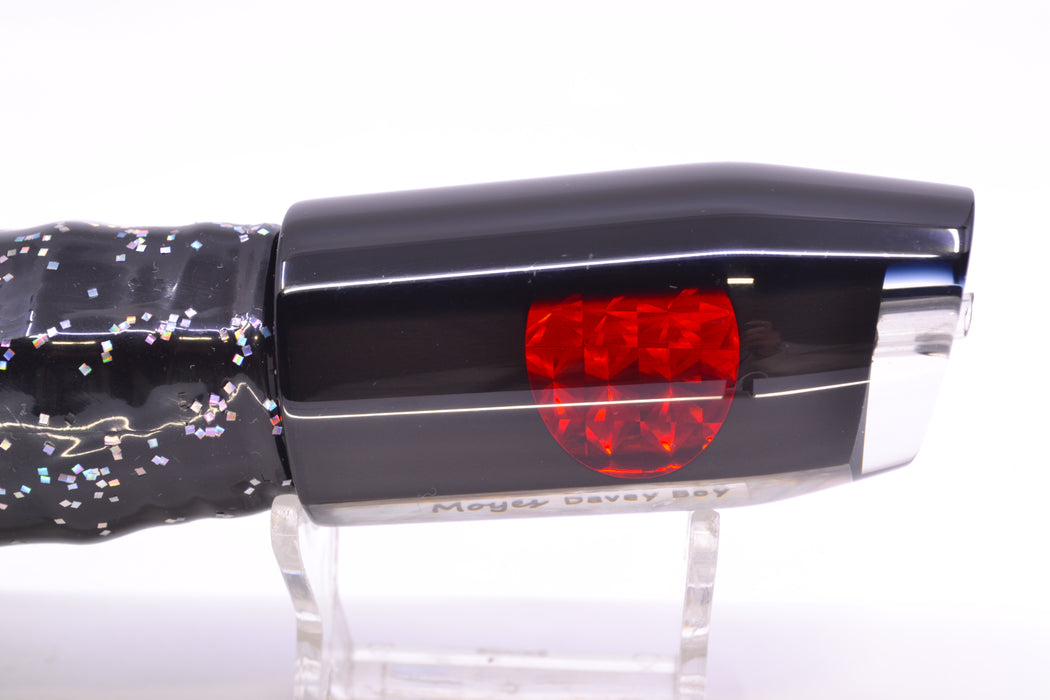 Moyes Lures Black Pearl Black Back Red Eyes Davey Boy 12" 8oz Skirted Black/Green