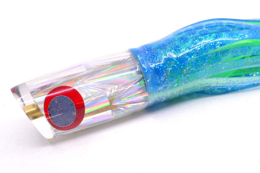 Koya Lures Silver Rainbow Starburst JP Small Lunger 10" 6oz Skirted Blue Dots/Green GZE