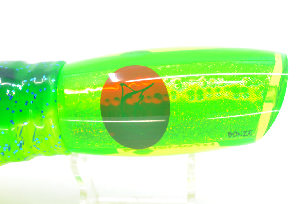 Bonze Lures Fluorescent Green Rainbow Red Eyes Behemoth 12" 11.2oz Skirted Mahi