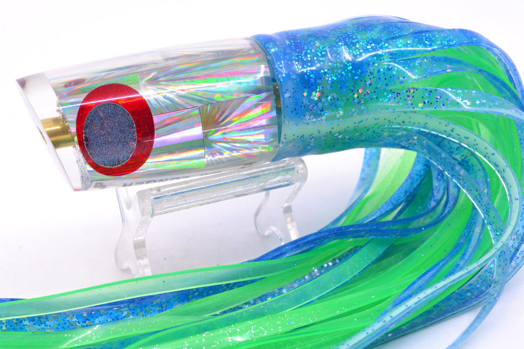 Koya Lures Silver Rainbow Starburst JP Small Lunger 10" 6oz Skirted Blue Dots/Green GZE