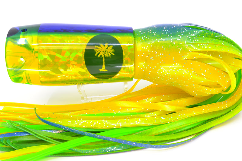 Palmetto Lures Chartreuse Rainbow Flake Blue Back LegaSea(kw) 16" 22oz Skirted