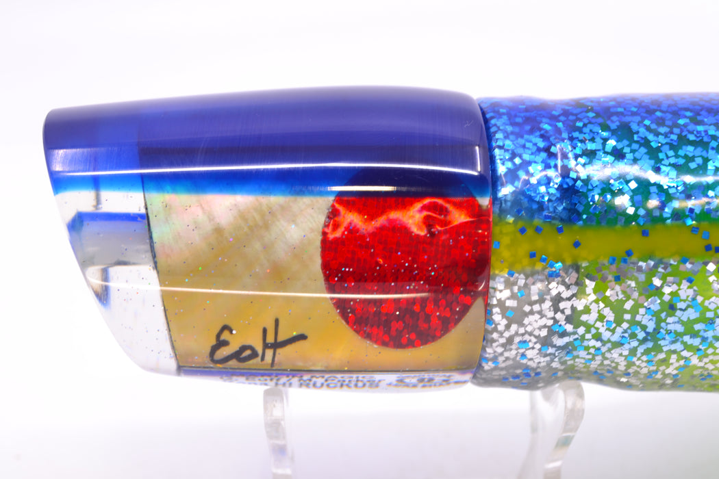 Marlin Magic Golden MOP Blue Back Red Eyes Ruckus 12" 11oz Skirted Blue-Yellow Line-Silver