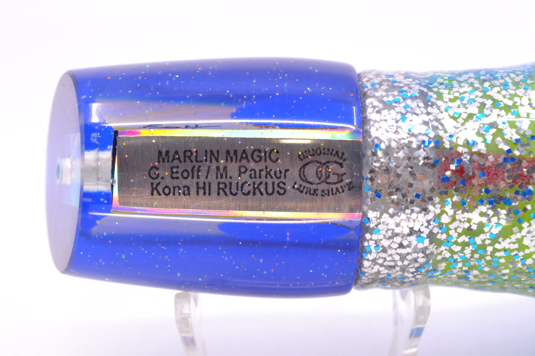 Marlin Magic Golden MOP Blue Back Red Eyes Ruckus 12" 11oz Skirted Blue-Yellow Line-Silver