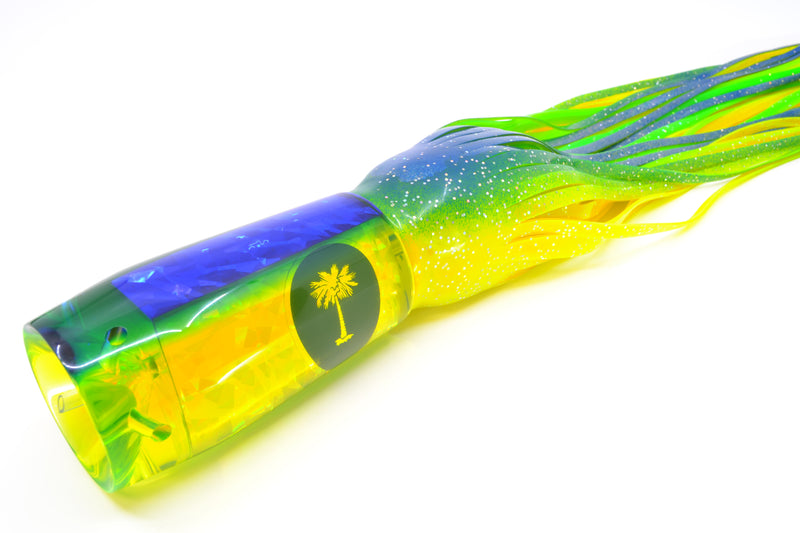 Palmetto Lures Chartreuse Rainbow Flake Blue Back LegaSea(kw) 16" 22oz Skirted