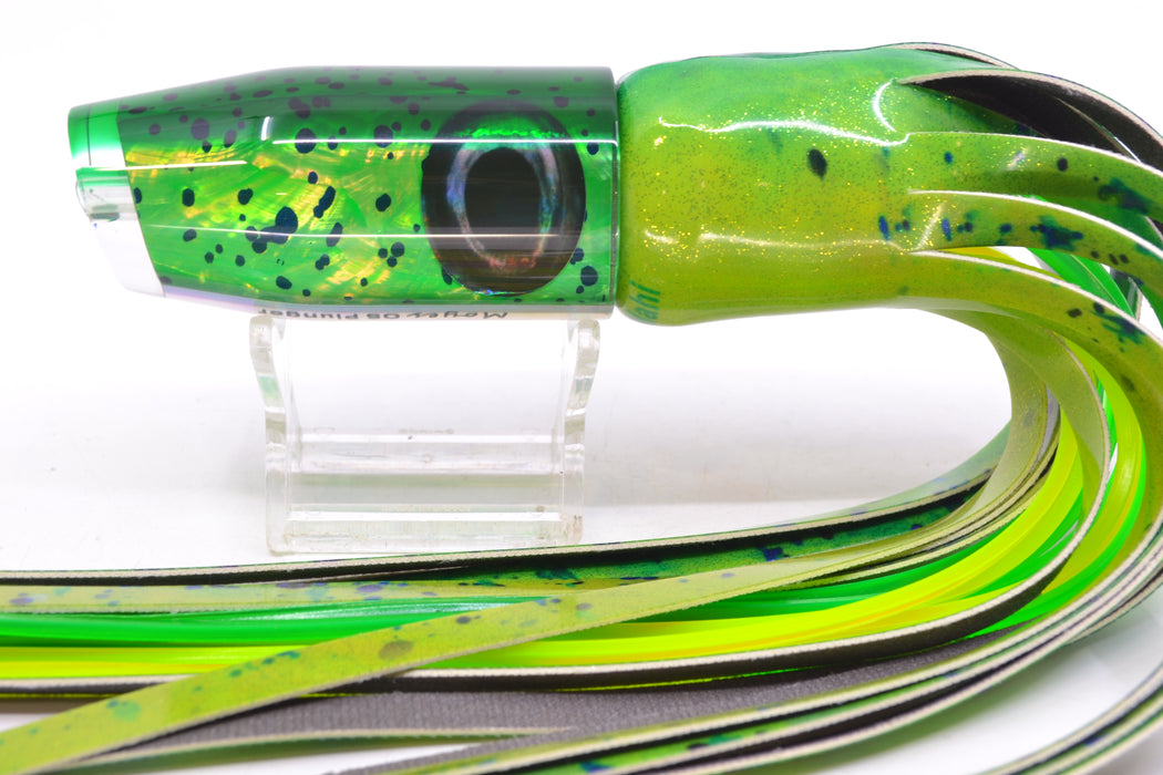 Moyes Lures Mahi MOP Green Back Taxi Eyes O.S. Plunger 12" 6oz FT Vinyl Mahi GZE