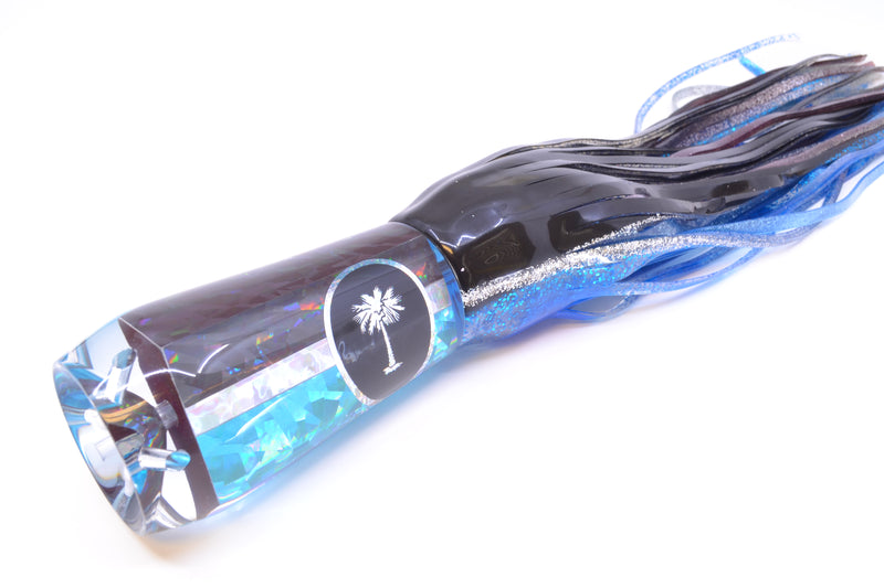 Palmetto Lures Black-Silver-Ice Blue Rainbow Flake Wide-Awake 16" 23oz Skirted Black-Silver-Blue