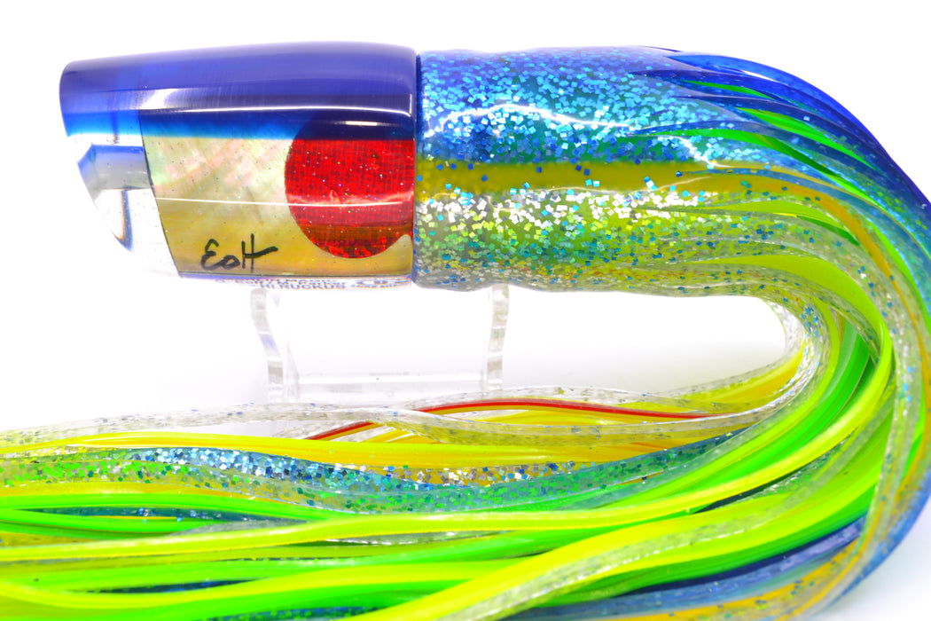 Marlin Magic Golden MOP Blue Back Red Eyes Ruckus 12" 11oz Skirted Blue-Yellow Line-Silver
