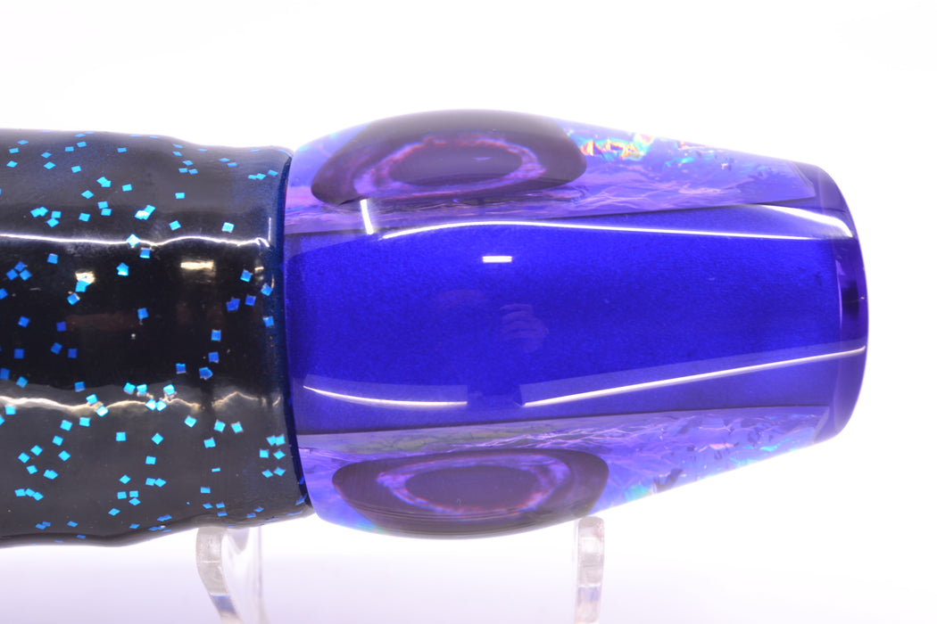 Moyes Lures Pink-Purple Dichro Purple Back Large Sumo 14" 13.8oz Skirted Blue & Black Bars GZE