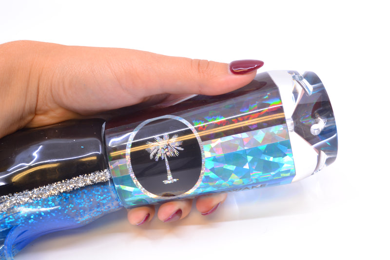 Palmetto Lures Black-Silver-Ice Blue Rainbow Flake Wide-Awake 16" 23oz Skirted Black-Silver-Blue