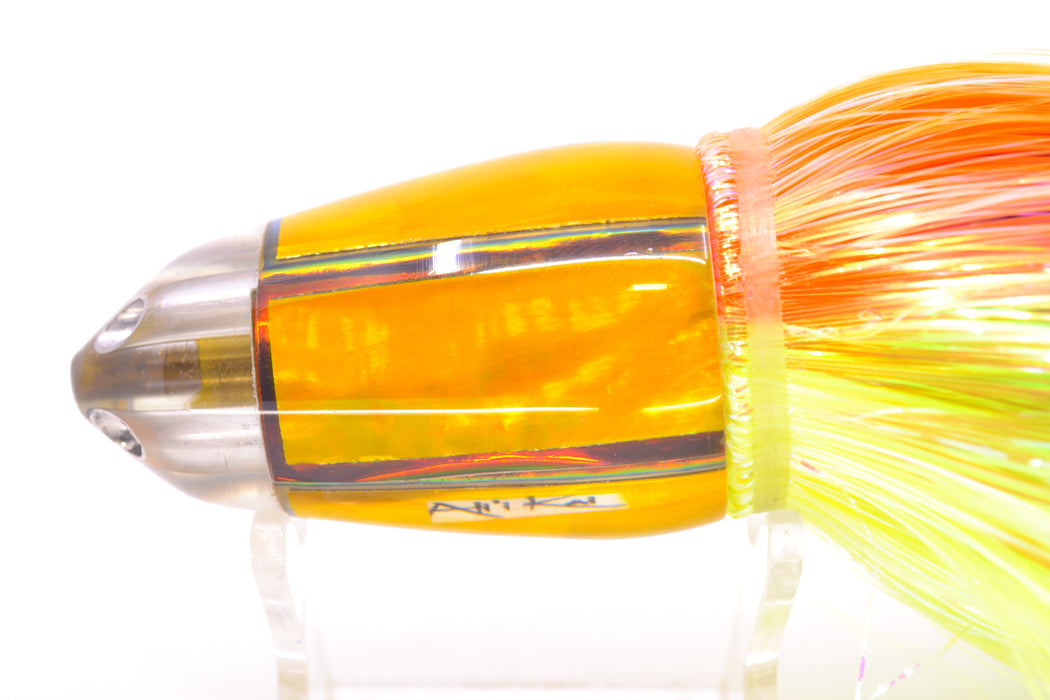 Ali'i Kai Lures Yellow Awabi Orange Rainbow UFO Jet 9"+ 6.5oz Strobez Orange-Chartreuse