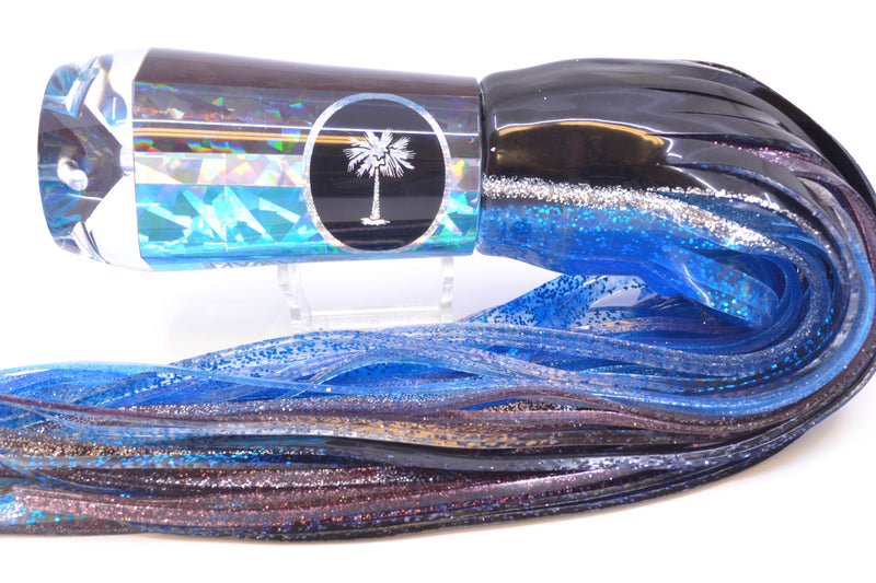 Palmetto Lures Black-Silver-Ice Blue Rainbow Flake Wide-Awake 16" 23oz Skirted Black-Silver-Blue