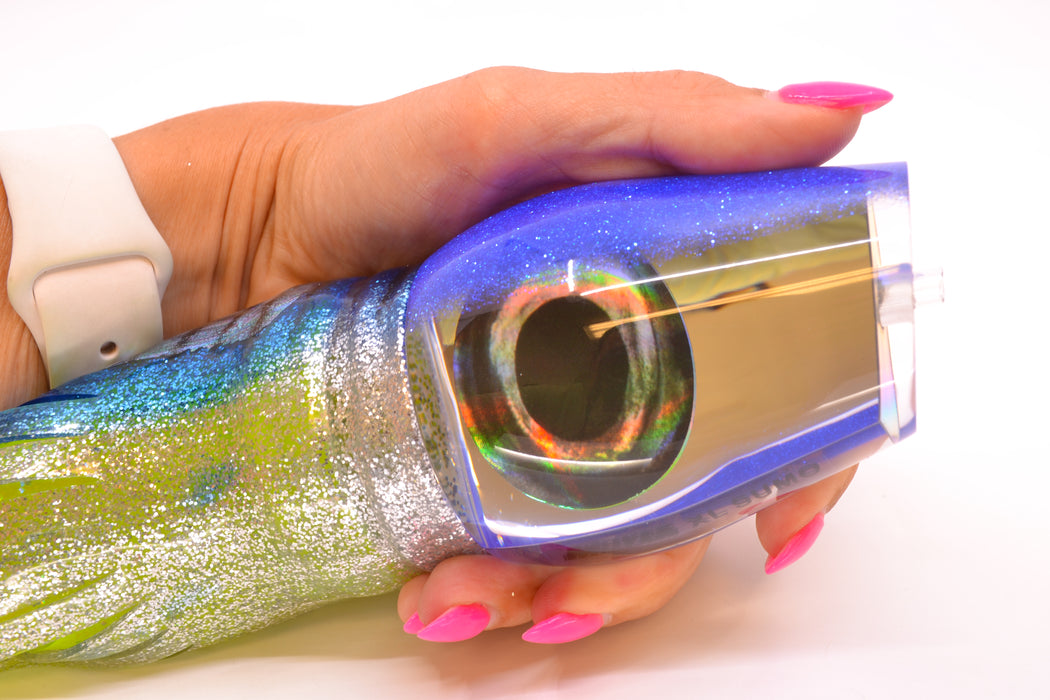 Moyes Lures Clear Mirrored Blue Glitter Back XL Sumo 16" 20.5oz Skirted Blue Aurora