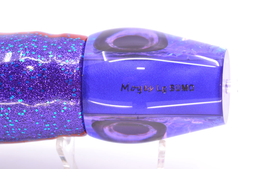 Moyes Lures Pink-Purple Dichro Purple Back Large Sumo 14" 13.8oz Skirted Blue & Black Bars GZE