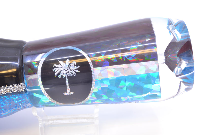 Palmetto Lures Black-Silver-Ice Blue Rainbow Flake Wide-Awake 16" 23oz Skirted Black-Silver-Blue