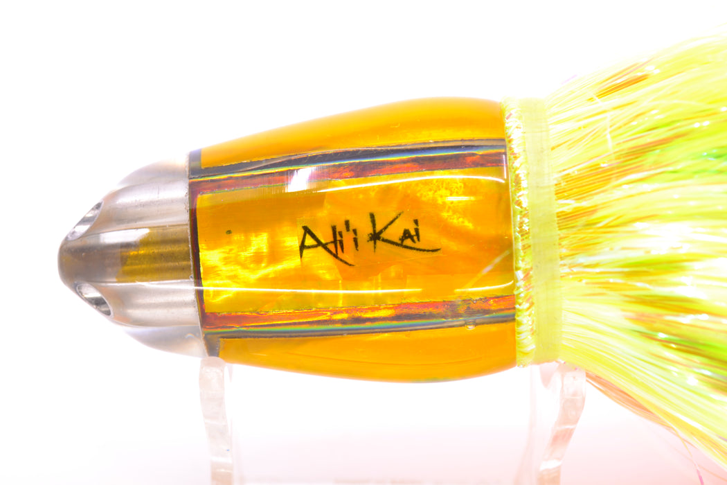 Ali'i Kai Lures Yellow Awabi Orange Rainbow UFO Jet 9"+ 6.5oz Strobez Orange-Chartreuse