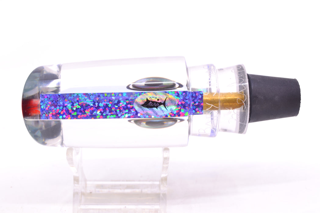 Aloha Lures Clear Mirrored Purple Rainbow Back Taxi Eyes Baby Smash Bait 12" 6.2oz