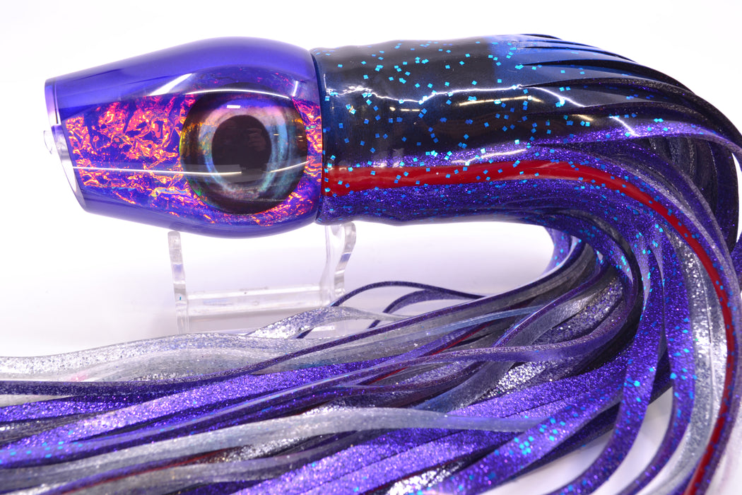 Moyes Lures Pink-Purple Dichro Purple Back Large Sumo 14" 13.8oz Skirted Blue & Black Bars GZE