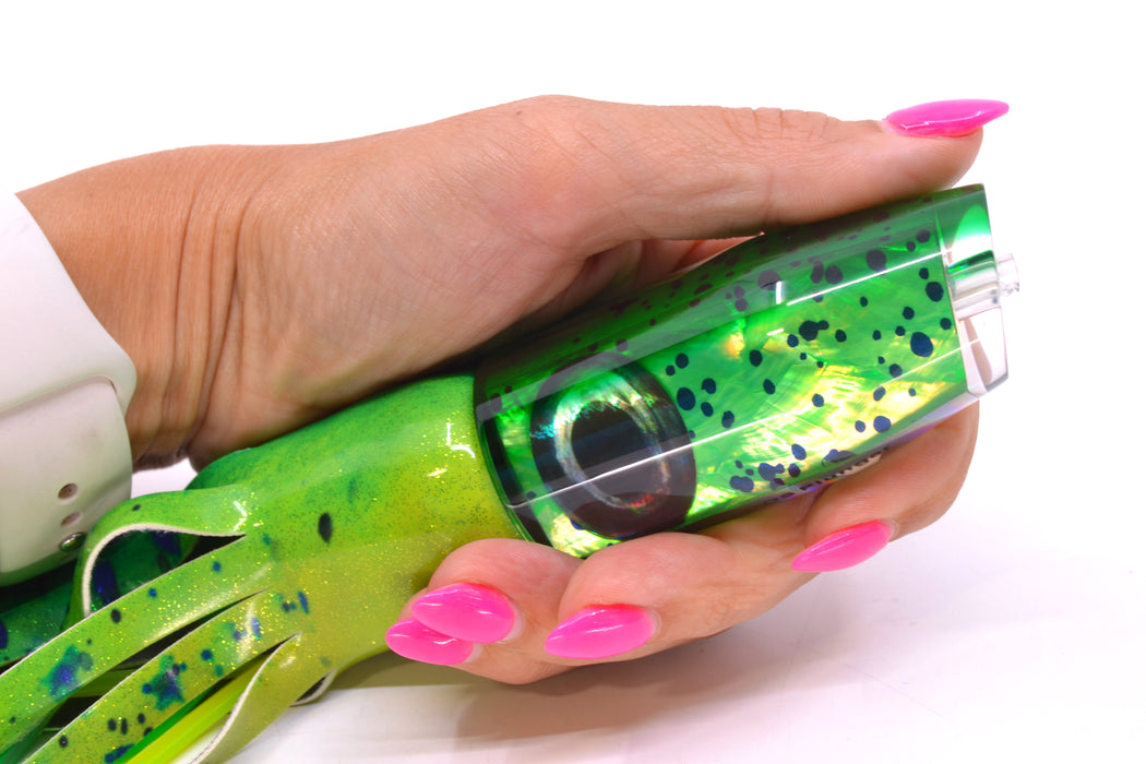 Moyes Lures Mahi MOP Green Back Taxi Eyes O.S. Plunger 12" 6oz FT Vinyl Mahi GZE