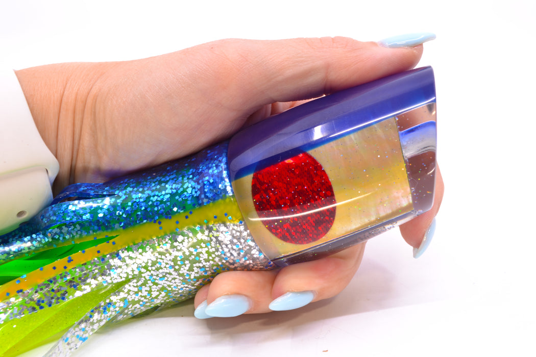 Marlin Magic Golden MOP Blue Back Red Eyes Ruckus 12" 11oz Skirted Blue-Yellow Line-Silver